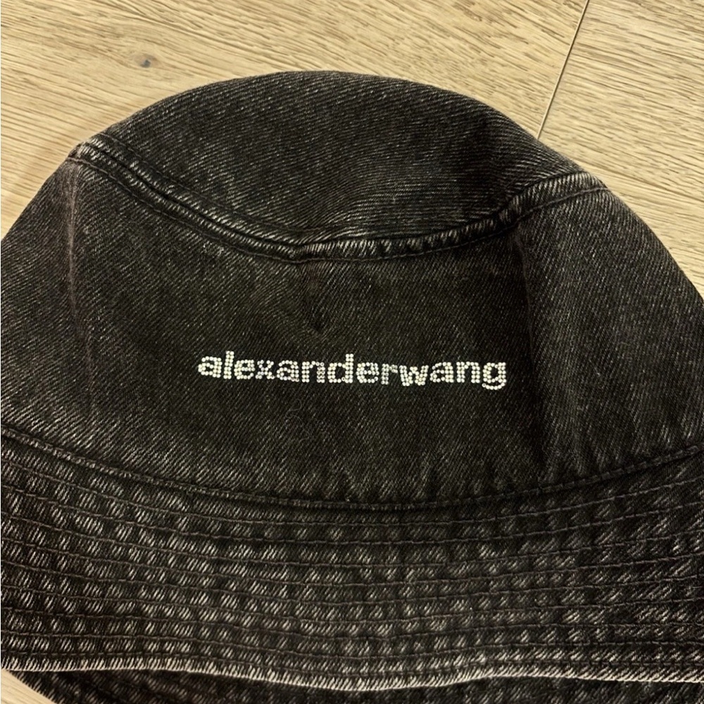 ALEXANDER WANG Denim Bucket Hat With Crystal Logo - Picture 3 of 6